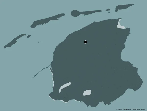 Forma Frisia Provincia Holanda Con Capital Aislada Sobre Fondo Color —  Fotos de Stock