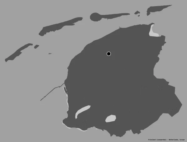 Форма Фрисландии Провинция Нидерландов Столицей Изолированной Сплошном Цветном Фоне Карта — стоковое фото