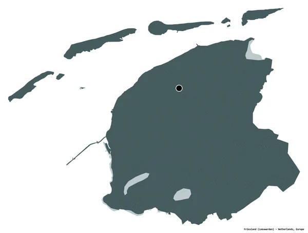 Kształt Friesland Prowincja Holandii Stolicą Odizolowaną Białym Tle Kolorowa Mapa — Zdjęcie stockowe