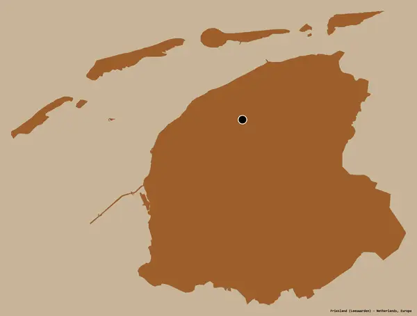 Forma Frisia Provincia Holanda Con Capital Aislada Sobre Fondo Color — Foto de Stock