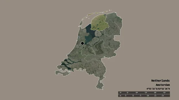 Desaturated Shape Netherlands Its Capital Main Regional Division Separated Friesland — Stock Photo, Image