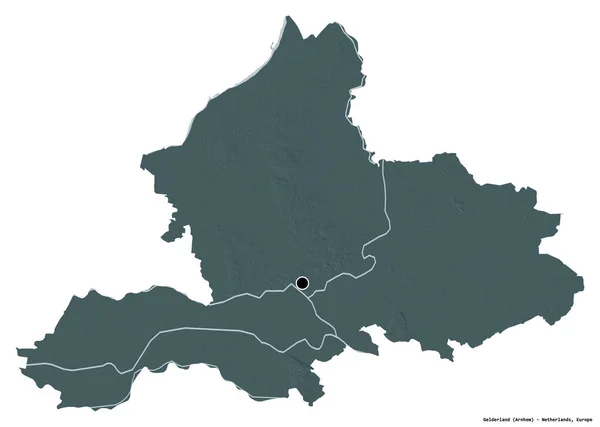 Forma Gelderland Provincia Dei Paesi Bassi Con Sua Capitale Isolata — Foto Stock