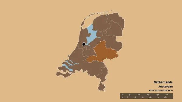 Vyprahlý Nizozemský Tvar Hlavním Městem Hlavní Regionální Divizí Oddělenou Oblastí — Stock fotografie