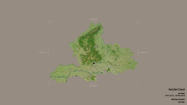 オランダのゲルダーラント州の地域は 洗練された境界の箱の中にしっかりとした背景に隔離されています ラベル 衛星画像 3Dレンダリング — ストック写真