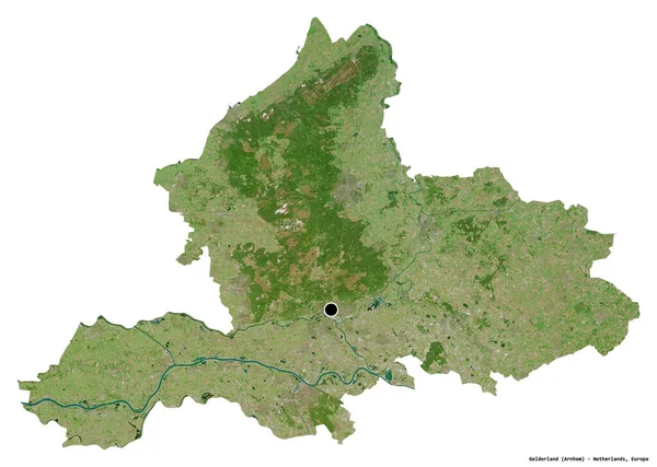 Shape Gelderland Province Netherlands Its Capital Isolated White Background Satellite — Stock Photo, Image