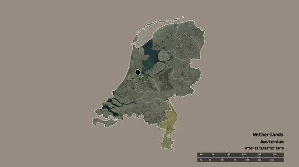 Forma Dessaturada Holanda Com Sua Capital Principal Divisão Regional Área — Fotografia de Stock