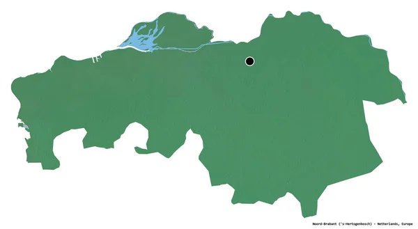 オランダのノーブラバント州の形で その首都は白い背景に孤立しています 地形図 3Dレンダリング — ストック写真