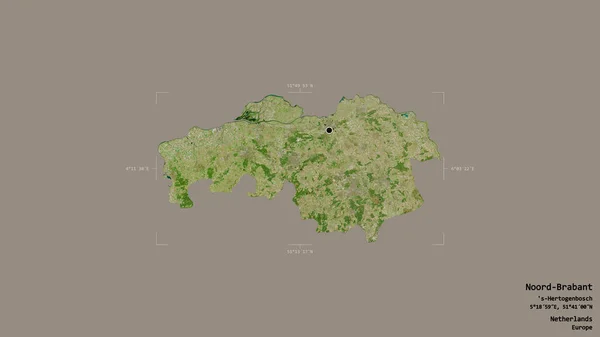 荷兰省Noord Brabant地区 在一个地理参照框的坚实背景上被隔离 卫星图像 3D渲染 — 图库照片