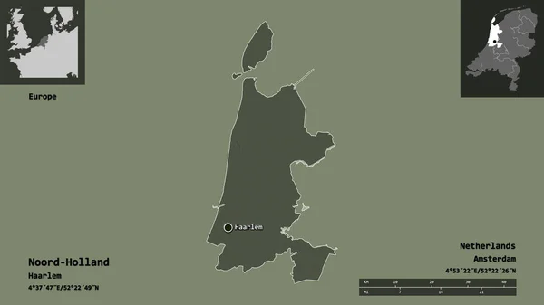 Σχήμα Noord Holland Επαρχία Της Ολλανδίας Και Πρωτεύουσά Της Κλίμακα — Φωτογραφία Αρχείου