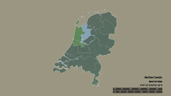 Обесцвеченная Форма Нидерландов Столицей Главным Региональным Делением Отделенной Территорией Норд — стоковое фото
