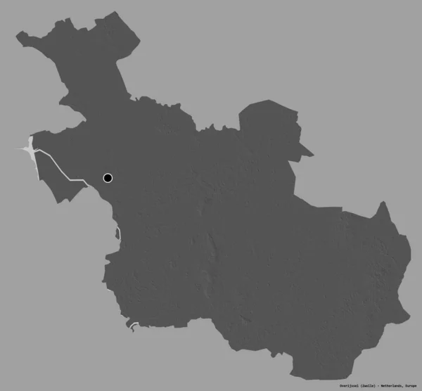 Σχήμα Του Overijssel Επαρχία Της Ολλανδίας Την Πρωτεύουσά Του Απομονωμένη — Φωτογραφία Αρχείου