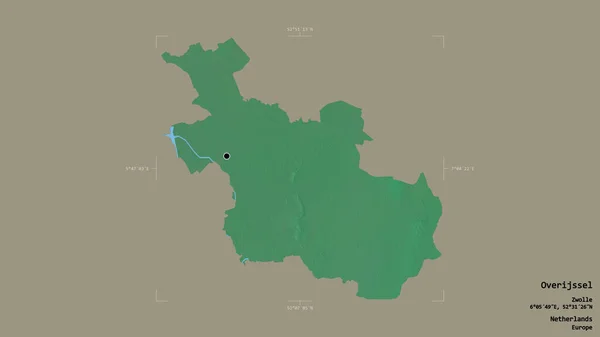 オランダの州であるOverijsselの地域は 洗練された境界ボックスにしっかりとした背景に隔離されています ラベル 地形図 3Dレンダリング — ストック写真