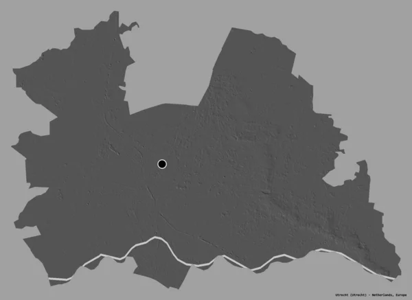荷兰乌得勒支的形状 其首都以纯色背景隔离 Bilevel高程图 3D渲染 — 图库照片