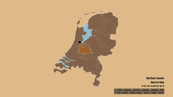 その首都 主要な地域部門と分離されたユトレヒト地域とオランダの荒廃した形 ラベル 規則的にパターン化されたテクスチャの構成 3Dレンダリング — ストック写真
