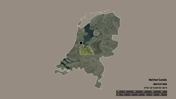 Forma Dessaturada Holanda Com Sua Capital Principal Divisão Regional Área — Fotografia de Stock