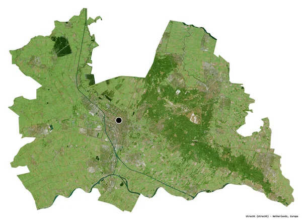 オランダのユトレヒト州の形で その首都は白い背景に隔離されています 衛星画像 3Dレンダリング — ストック写真