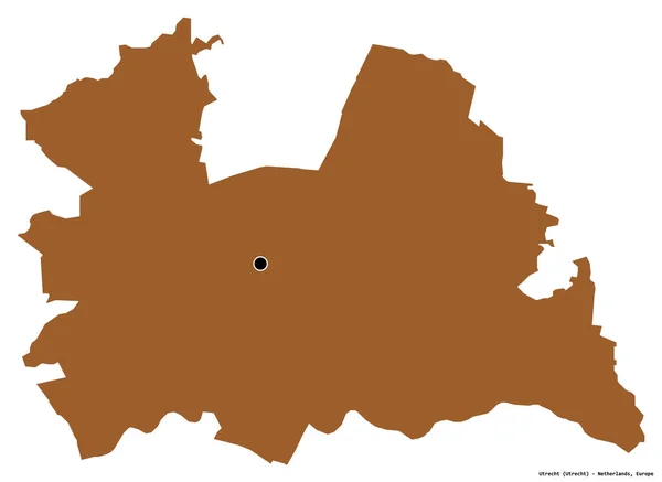 荷兰乌得勒支的形状 其首都被白色背景隔离 图形纹理的组成 3D渲染 — 图库照片