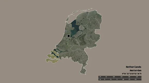 Afgebroken Vorm Van Nederland Met Haar Hoofdstad Belangrijkste Regionale Afdeling — Stockfoto