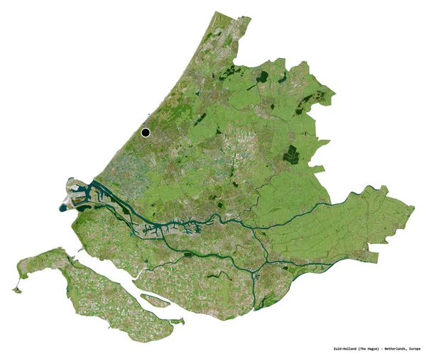 Tvar Zuid Holandska Provincie Nizozemsko Hlavním Městem Izolovaným Bílém Pozadí — Stock fotografie