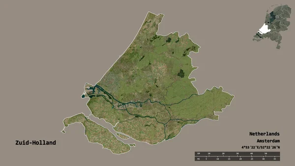 Forma Zuid Holland Província Holanda Com Sua Capital Isolada Fundo — Fotografia de Stock