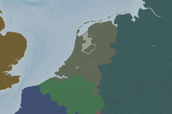 Área Extendida Holanda Mapa Elevación Color Renderizado —  Fotos de Stock