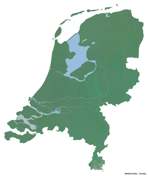 Beyaz Arka Planda Sermayesi Izole Edilmiş Hollanda Nın Şekli Topografik — Stok fotoğraf