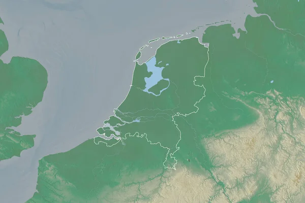 Hollanda Nın Genişletilmiş Bir Bölgesi Topografik Yardım Haritası Görüntüleme — Stok fotoğraf