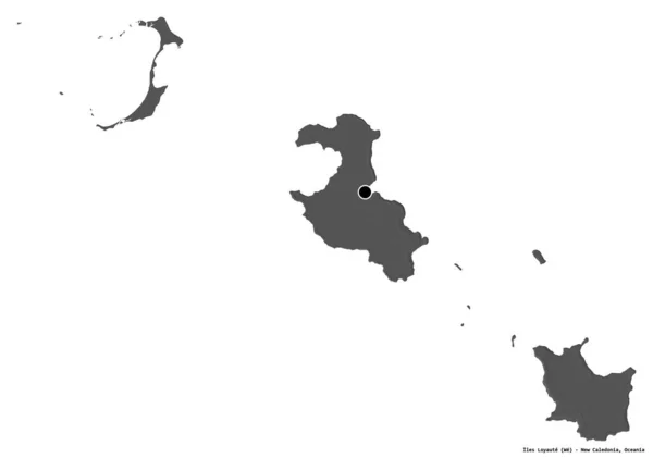 Formen Til Iles Loyaute Provinsen Caledonia Med Hovedstad Isolert Hvit – stockfoto