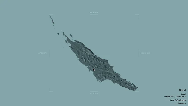 Oblast Nord Provincie Nová Kaledonie Izolovaná Pevném Pozadí Georeferenční Hraniční — Stock fotografie