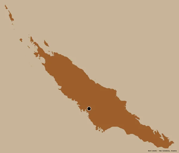Форма Норд Провінція Нова Каледонія Столицею Ізольованою Суцільному Кольоровому Тлі — стокове фото