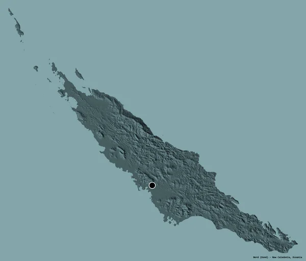 Форма Норда Провинция Новая Каледония Столицей Изолированной Сплошном Цветном Фоне — стоковое фото