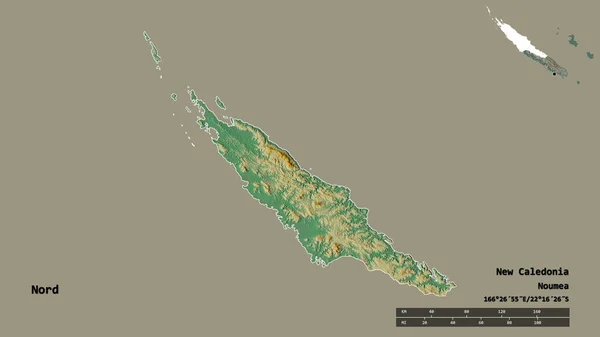 Forma Del Norte Provincia Nueva Caledonia Con Capital Aislada Sobre —  Fotos de Stock