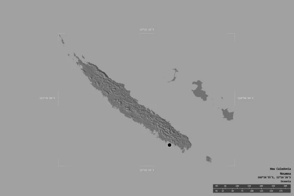 Area New Caledonia Isolated Solid Background Georeferenced Bounding Box Main — Stock Photo, Image