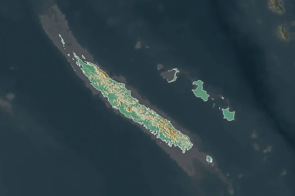 Forma Della Nuova Caledonia Separata Dalla Desaturazione Delle Aree Limitrofe — Foto Stock