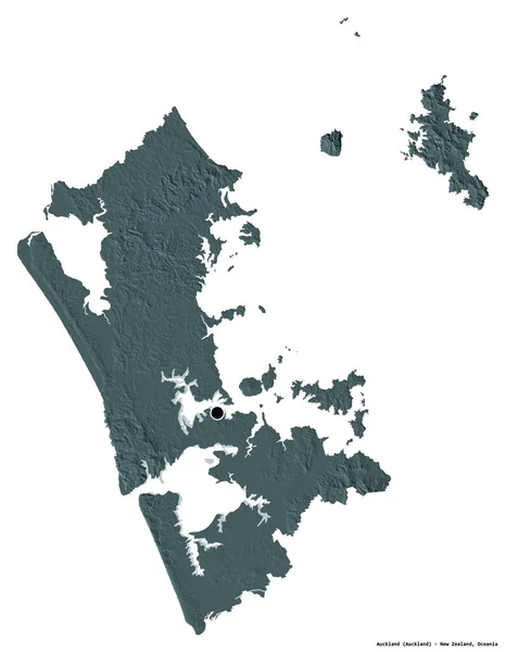 Kształt Auckland Samorząd Regionalny Nowej Zelandii Stolicą Odizolowaną Białym Tle — Zdjęcie stockowe