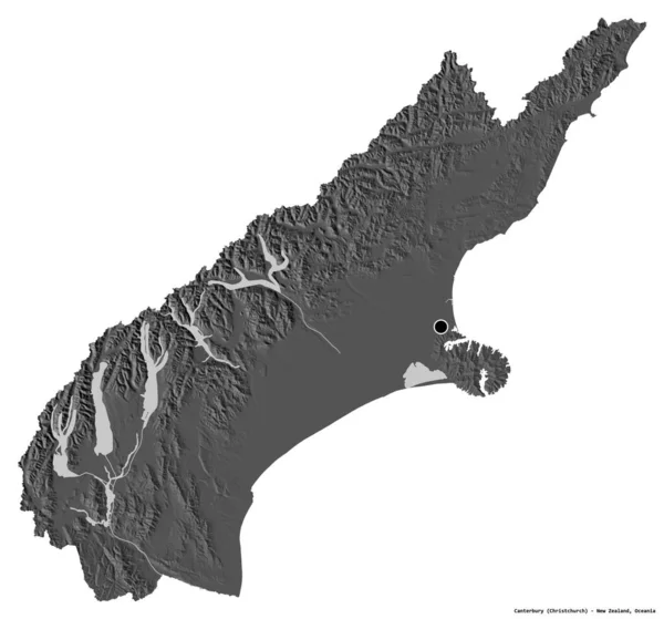 Shape Canterbury Regional Council New Zealand Its Capital Isolated White — Stock Photo, Image