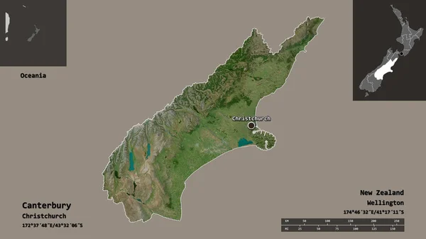Форма Кентербери Регионального Совета Новой Зеландии Столицы Шкала Расстояний Предварительные — стоковое фото