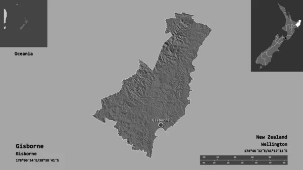 Gisborne Alakja Zéland Regionális Tanácsa Fővárosa Távolsági Skála Előnézet Címkék — Stock Fotó