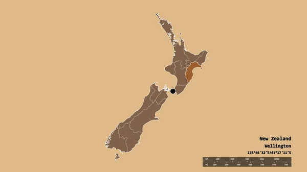 Forma Desnaturalizada Nueva Zelanda Con Capital División Regional Principal Área —  Fotos de Stock