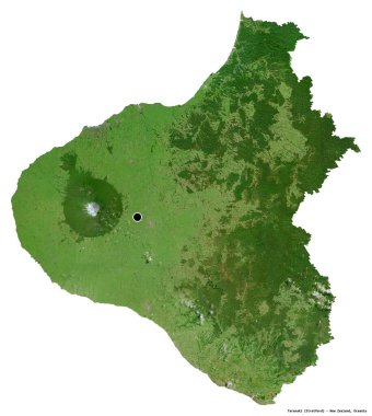 Taranaki 'nin şekli, Yeni Zelanda bölge konseyi, başkenti beyaz arka planda izole edilmiş. Uydu görüntüleri. 3B görüntüleme