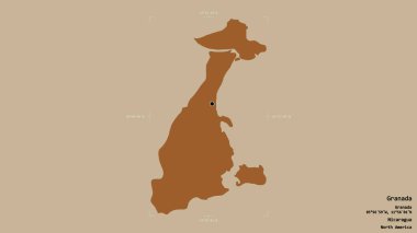 Granada bölgesi, Nikaragua departmanı, jeoreferatlı bir sınır kutusunda sağlam bir arka planda izole edilmiş. Etiketler. Desenli dokuların bileşimi. 3B görüntüleme