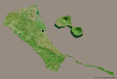 Rivas 'ın şekli, Nikaragua Bölümü, sermayesi katı renk arka planında izole edilmiş. Uydu görüntüleri. 3B görüntüleme