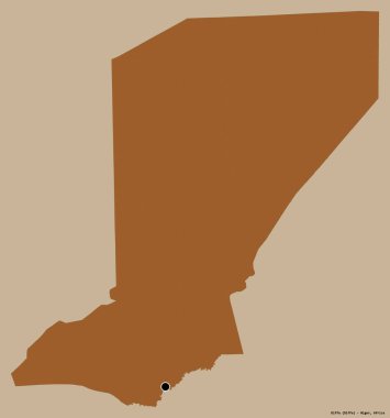 Diffa 'nın şekli, Nijer Bölümü, sermayesi katı renk arka planında izole edilmiş. Desenli dokuların bileşimi. 3B görüntüleme