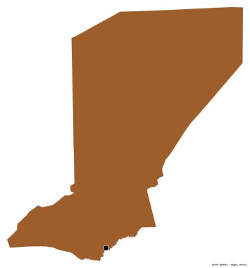 Diffa 'nın şekli, Nijer Bölümü, başkenti beyaz arka planda izole edilmiş. Desenli dokuların bileşimi. 3B görüntüleme