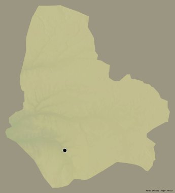 Nijer departmanı Maradi 'nin şekli, sermayesi katı renk arka planında izole edilmiş. Topografik yardım haritası. 3B görüntüleme