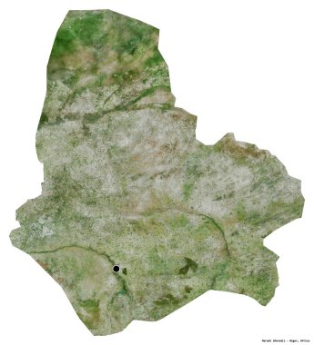 Maradi 'nin şekli, Nijer Bölümü, başkenti beyaz arka planda izole edilmiş. Uydu görüntüleri. 3B görüntüleme