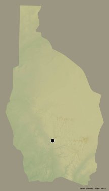 Tahoua 'nın şekli, Nijer Bölümü, sermayesi katı renk arka planında izole edilmiş. Topografik yardım haritası. 3B görüntüleme
