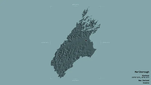 Région Marlborough Autorité Unitaire Nouvelle Zélande Isolée Sur Fond Solide — Photo