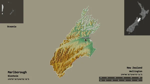 Forme Marlborough Autorité Unitaire Nouvelle Zélande Capitale Échelle Distance Aperçus — Photo