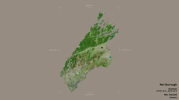 Gebiet Von Marlborough Einheitsbehörde Von Neuseeland Isoliert Auf Einem Soliden — Stockfoto